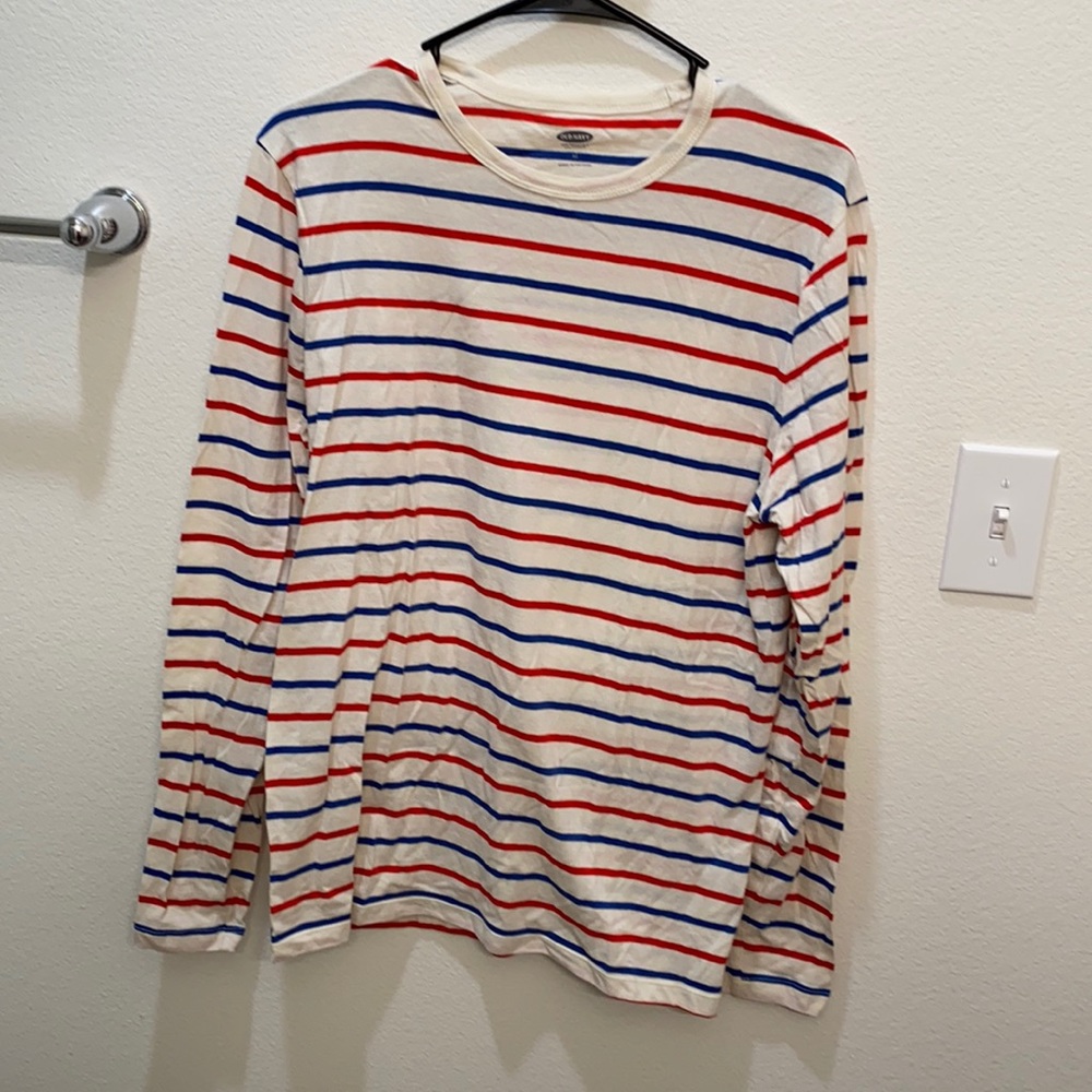 Long sleeve red white and blue tee